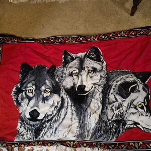 Vintage Red Wolf Graphic Wall Decor Wildlife Design